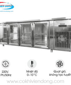 Tủ bàn mát quạt gió 4 cánh mở kính