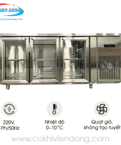 Bàn mát 1m8 quạt gió 3 cánh kính
