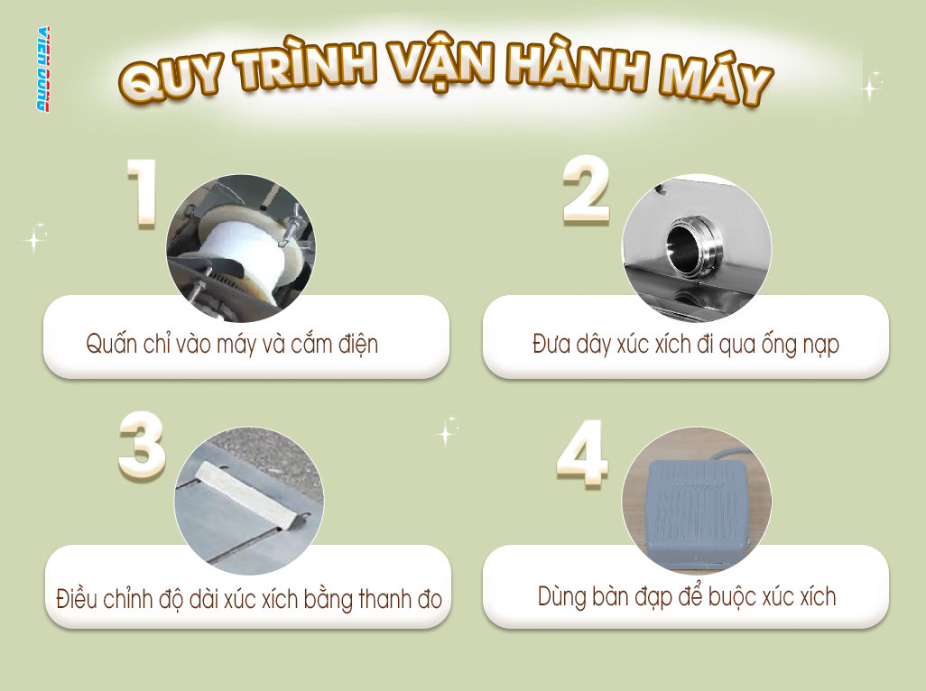 máy buộc chỉ xúc xích